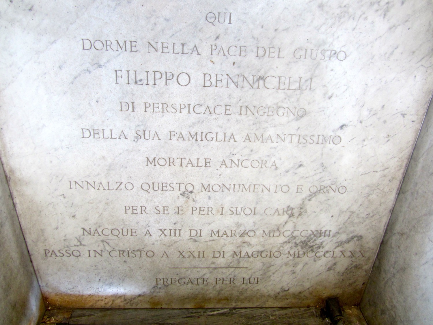 Epigrafe di Filippo Bennicelli
